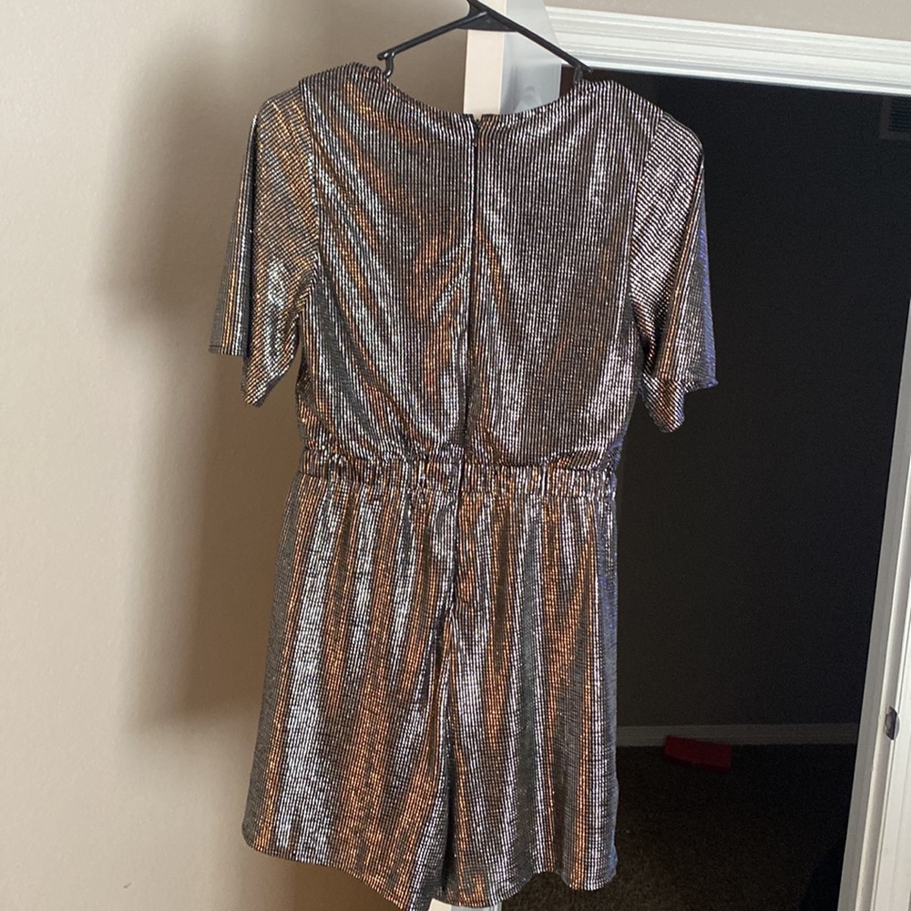 Metallic Silver Shiny Romper - Picture 2 of 3